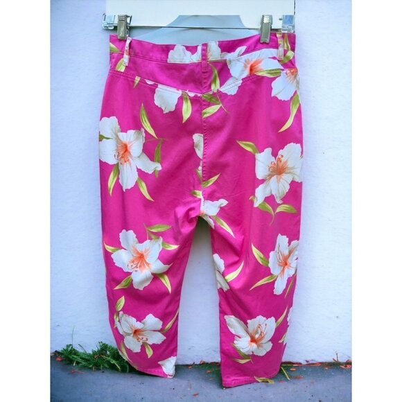 LAUREN RALPH LAUREN LADIES PINK FLORAL FLAT FRONT STRAIGHT LEGT PANTS SIZE 8 - Picture 5 of 7